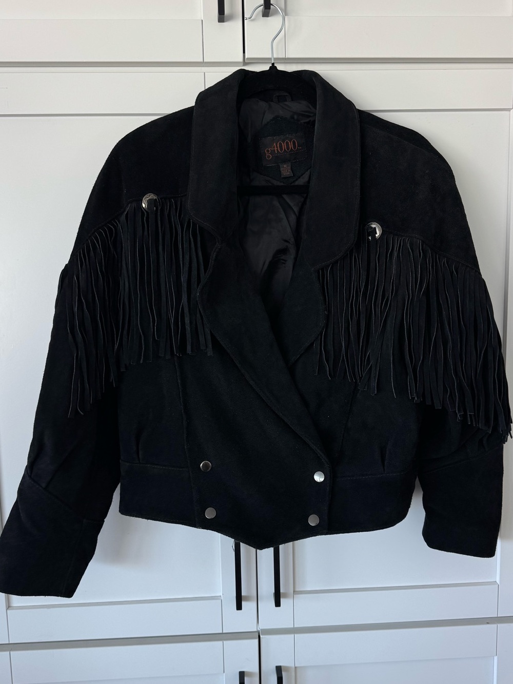 Vintage Black Leather Fringe Jacket G4000